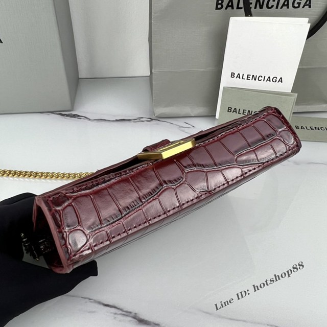 Balenciaga專櫃爆款鱷魚紋牛皮女包鏈條包 巴黎世家經典小號沙漏包鏈條斜挎包 fyj1056